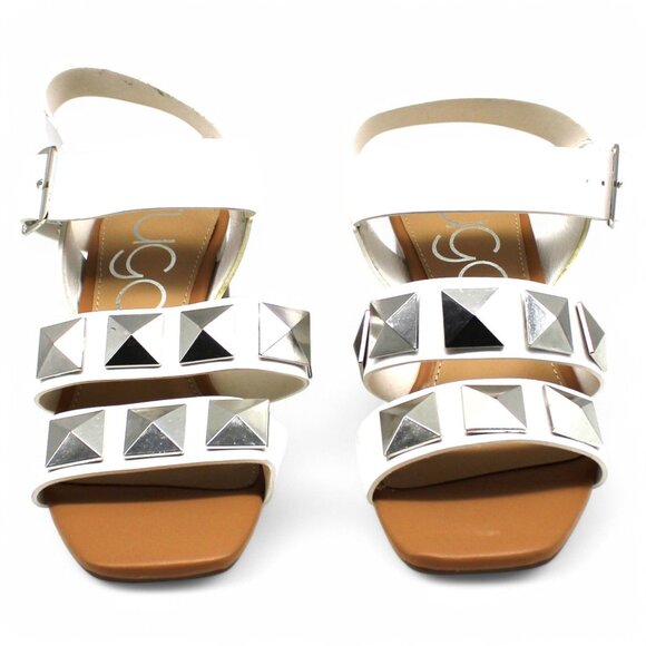 Womens Faux Leather Open Toe Block Heel - Picture 2 of 8